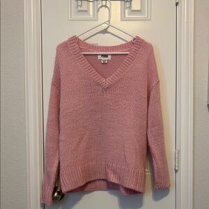 A New Day Pink V-Neck Sweater Soft Knit